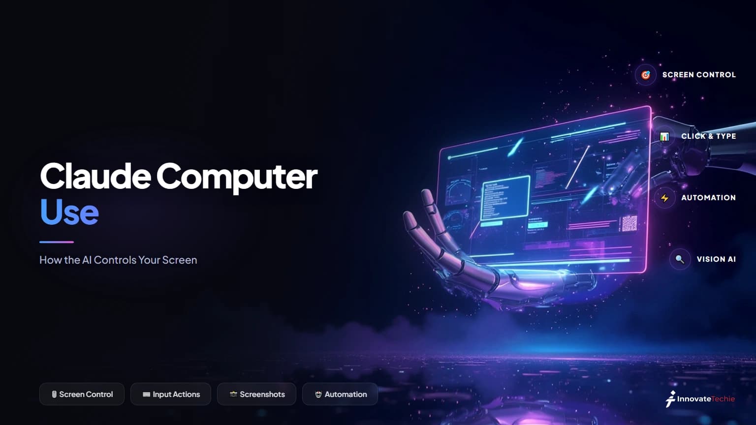 Claude computer use — Claude seeing a screen through screenshots and controlling the mouse and keyboard