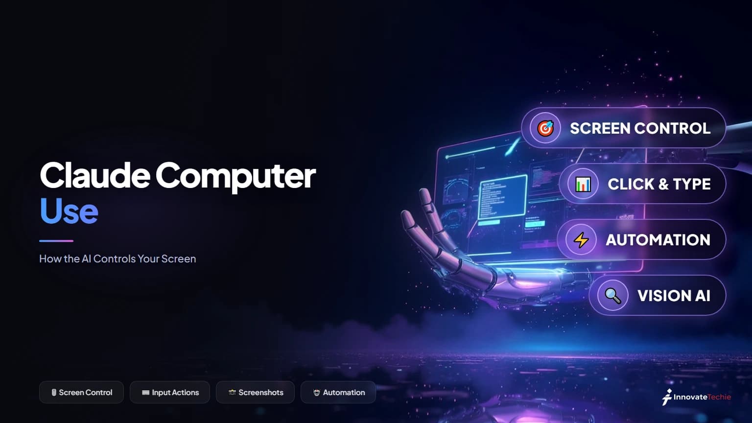 Claude computer use — Claude seeing a screen through screenshots and controlling the mouse and keyboard