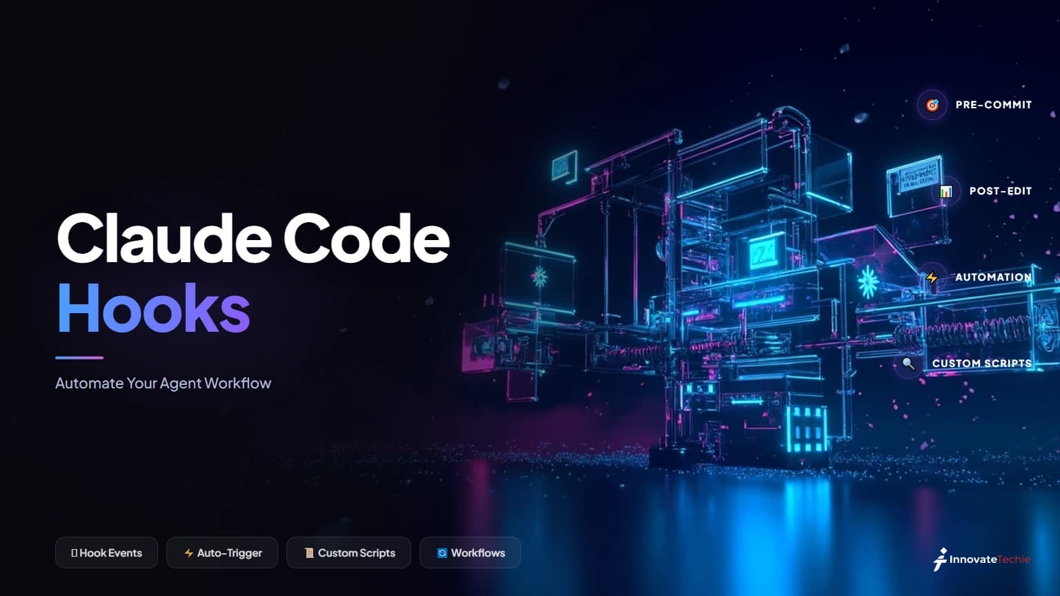 Claude Code hooks — shell commands that fire on Anthropic's coding agent lifecycle events to automate formatting, tests, and policy
