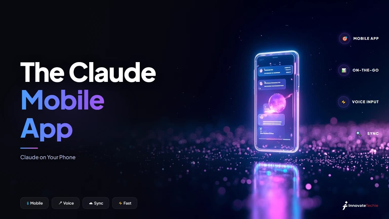 The Claude mobile app running on an iPhone and an Android phone side by side, showing chat, voice, and photo upload