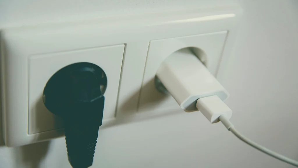 Electrical outlets mounted on a wall